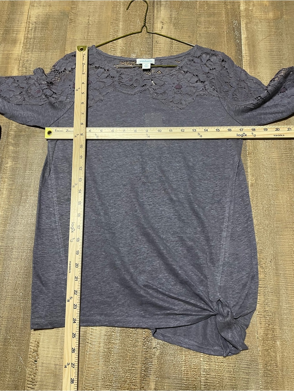 Sundance Gray Lace-Trim Long Sleeve Top NEW - Picture 5 of 5